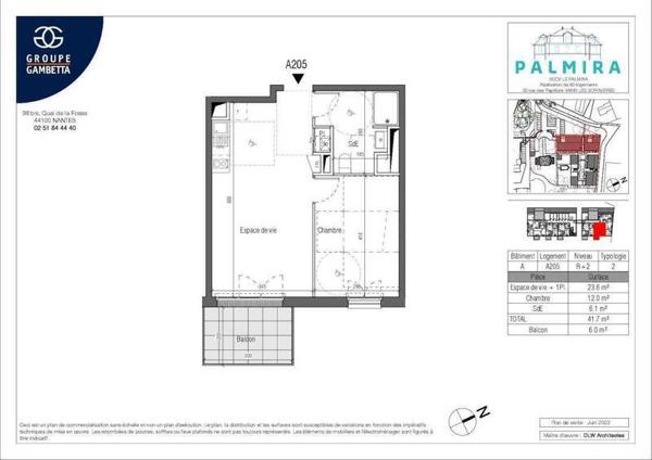 Appartement 2 pièces                                        - 44840 Les Sorinières Réf : 12439