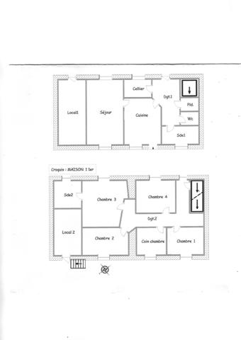 ensemble immobilier sur 1700m2 avec deux maisons, grange atelier jardin et puits