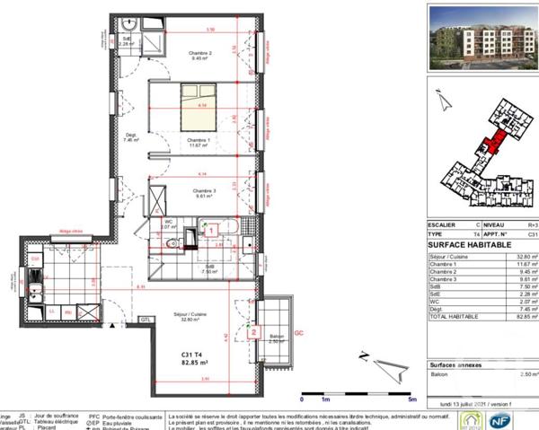 Appartement F4 à vendre  4 pièces - 82,85 m2 BAGNEUX - 92