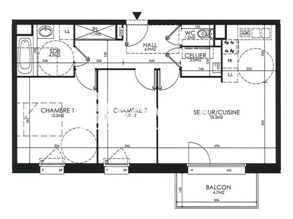 Location Appartement 3 pièces 61.6 m² - 52 RUE D HEM Roubaix 59100