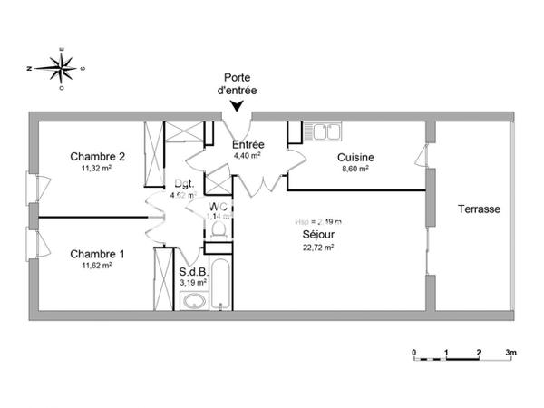 Location Appartement 3 pièces 67.61 m² - 116 AVENUE DES CAILLOLS Marseille 13012