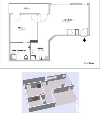 Appartement à vendre 2 pièces 43,15 m² Achères