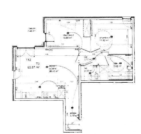 Appartement 3 pièces de 64 m² à Bordeaux (33300)