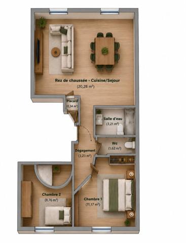 T3 50 m² – Possibilité mezzanine – Quartier Joliette