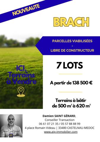 Vente terrain Brach : 138 500 € - AJP Castelnau Immobilier