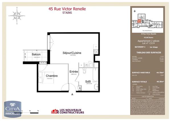 Appartement à louer 2 pièces 42m²