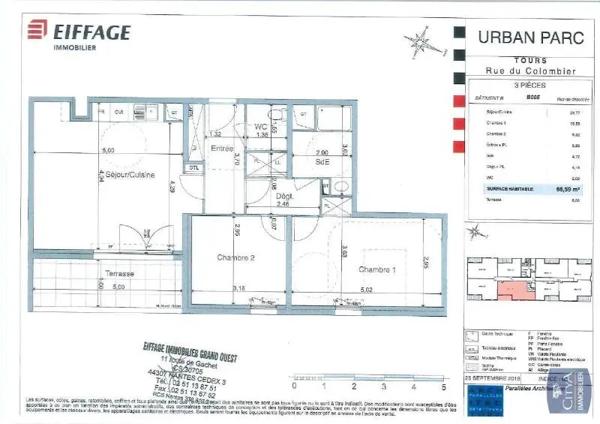 Appartement à louer 3 pièces 66.59m²