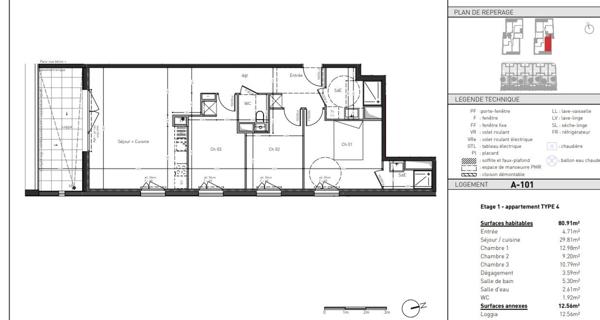 Appartement Type 4 avec une belle exposition Sud