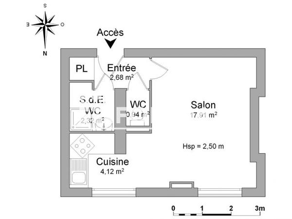 Location Studio 27.97 m² - 9 RUE FELTRE Nantes 44000
