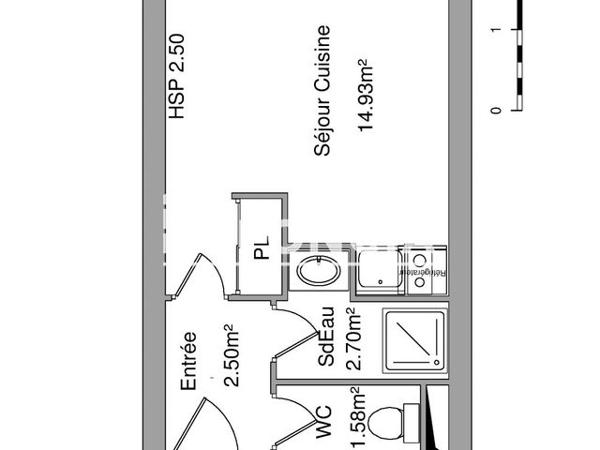 Location Studio 21.71 m² - 56 ROUTE DE GENCAY Poitiers 86000