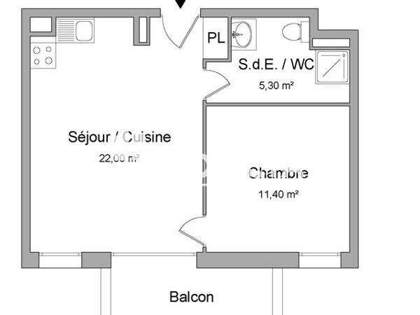 Location Appartement 2 pièces 38.7 m² - 4 RUE ESPERIES BAT C Torcy 77200