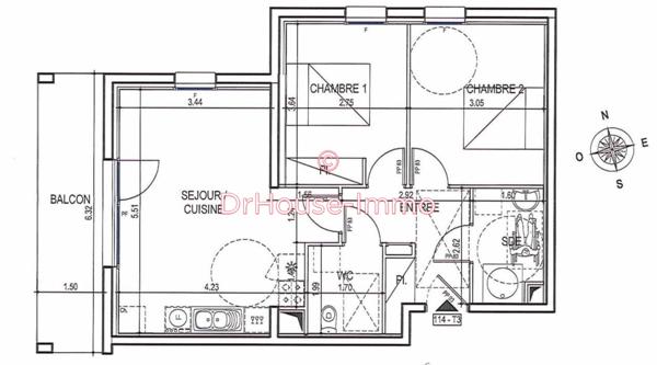 Appartement à vendre 3 pièces de 57 m²