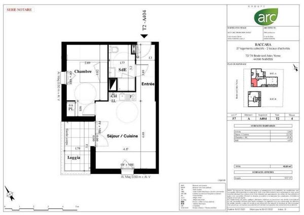 Appartement 2 pièces                                        - 44300 Nantes Réf : 12171
