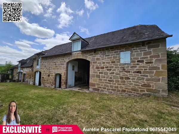 EXCLUSIVITE : Maison en pierre + Grange à 5 min de Brive sur TERRAIN de 8000m² avec PUITS et RUISSEAU