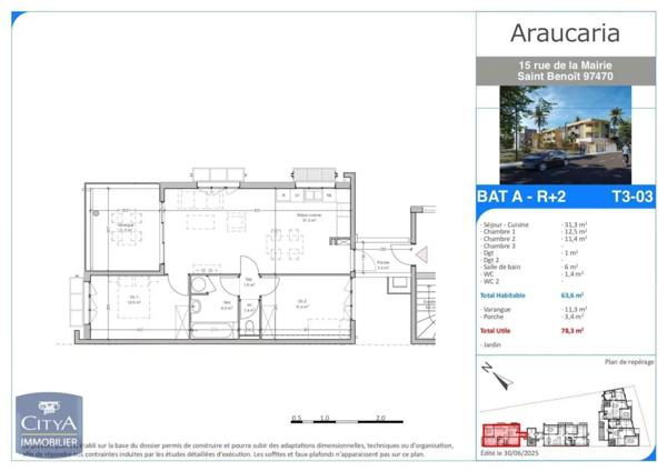 Location appartement 3 pièces de 63.6m²