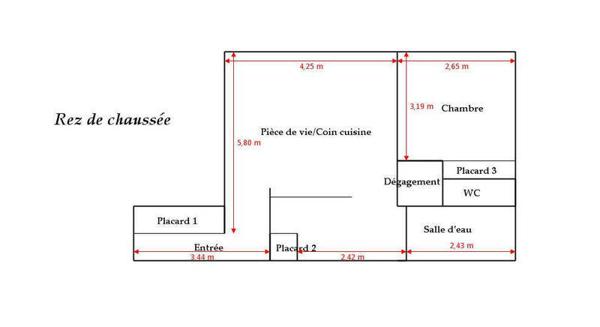 Appartement 2 pièces                                        - 44000 Nantes - Centre ville Réf : 12368