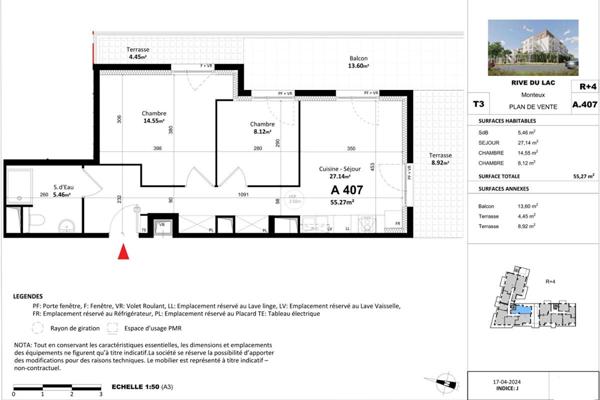 APPARTEMENT T3- 55,27 m² Idéalement situé: 197 000  avec terrasses, un garage. Très Grand confort MONTEUX (84170)