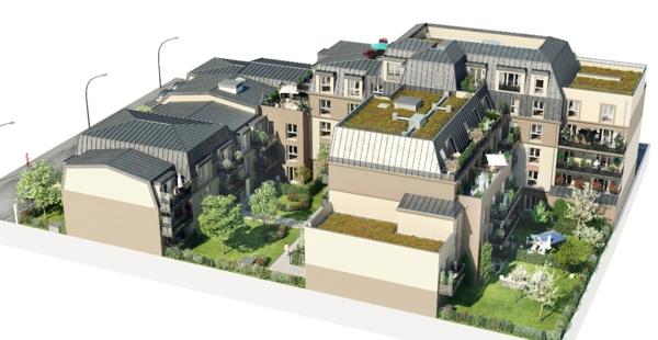 appartement T2 neuf à vendre BEZONS (95), surface habitable 43.62 m2 + terrasse 10.89 m2 + parking s-sol