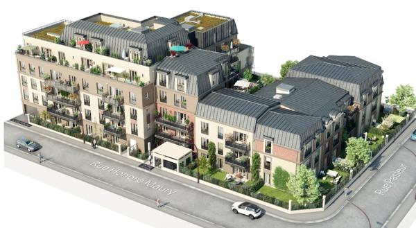 appartement T2 neuf à vendre BEZONS (95), surface habitable 43.62 m2 + terrasse 10.89 m2 + parking s-sol