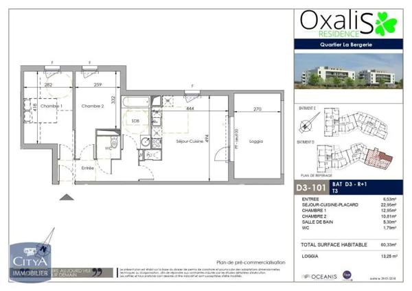 Appartement à louer 3 pièces 60.33m²