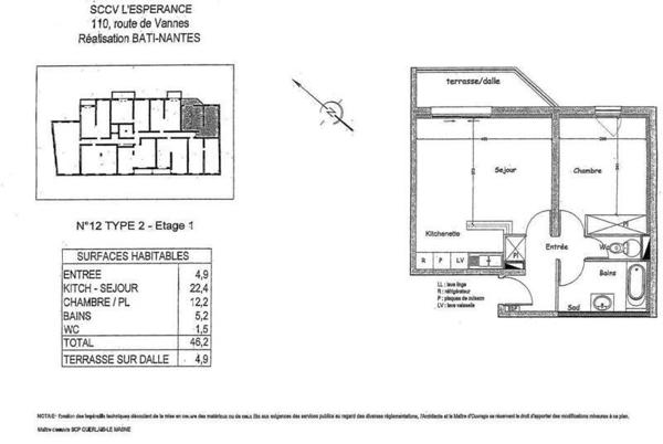 Appartement 2 pièces                                        - 44100 Nantes Réf : 12540