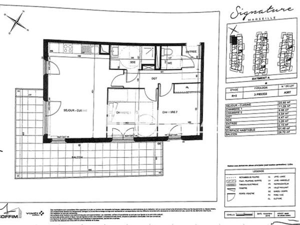 Location Appartement 3 pièces 61.48 m² - 1 RUE THERESE FARRE FIZIO Marseille 13009