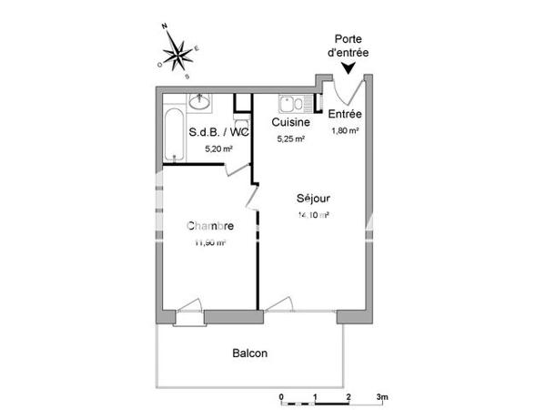 Location Appartement 2 pièces 38.25 m² - 21 AVENUE ARISTIDE BRIAND Strasbourg 67100