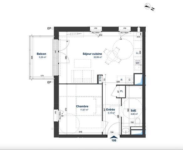 Achat appartement Ouistreham - 2 pièce(s) - 44 m² - 248 810 €