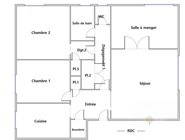 Appartement T3/4 77.16m2 en impasse au calme