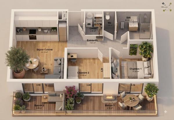 LA FRANQUI. T3 + DOUBLE BALCON AVEC PARKING. CONTACTEZ-MOI POUR LES DISPONIBILITÉS