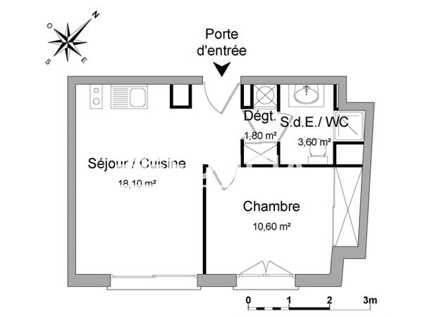 Location Appartement 2 pièces 34.1 m² - 21 ESPACE MEDITERRANEE Perpignan 66000