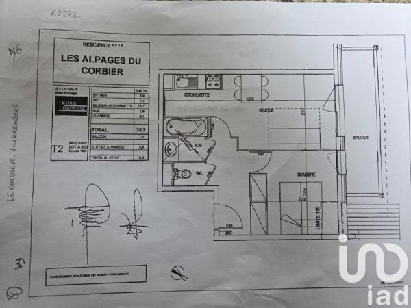 Appartement 2 pièces de 36 m² à LE CORBIER (73300)