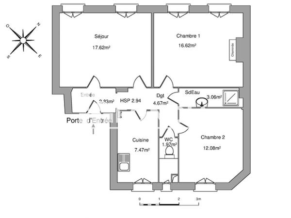 Location Appartement 3 pièces 66.32 m² - 19 RUE DE BOISDENIER Tours 37000