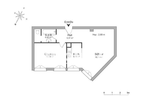 Location Appartement meublé 2 pièces 47.36 m² - 24 RUE DE BALE Mulhouse 68100