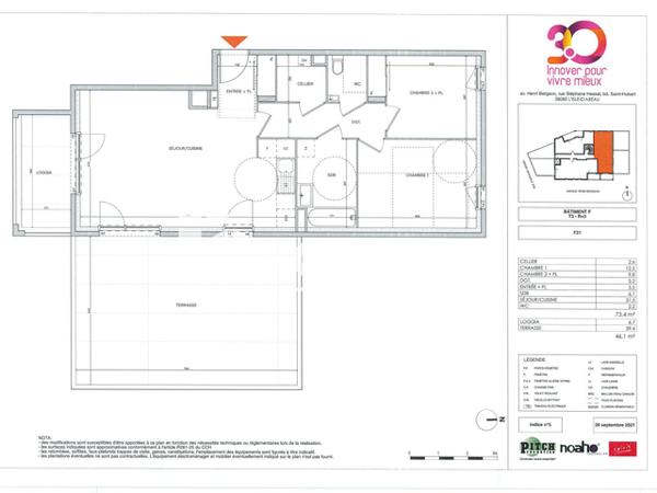 Location Appartement 3 pièces 73.4 m² - 25 RUE STEPHANE HESSEL - RESIDENCE SDC 3.0 L Isle D Abeau 38080