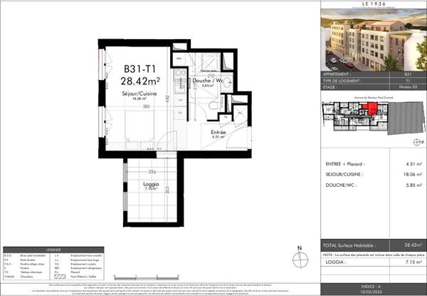 Tain-l'Hermitage - LE 1936 - Appartement 31pièce de 28,42 m² , Tain l hermitage Tain-l'Hermitage - LE 1936 - Appartement 31pièce de 28,42 m² , Tain l hermitage