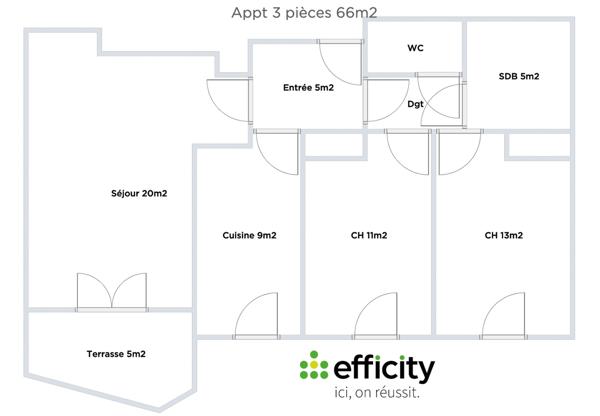 Appartement 3 pièces - 67 m²