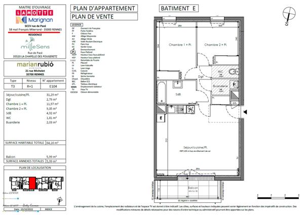 Appartement 3 pièces - 64 m²