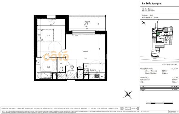 Vente Appartement45,04 m² - 2 Pièces - CHALLANS (85300)