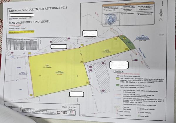 Terrain à vendre 1208m² HORS LOTISSEMENT SAINT JULIEN SUR REYSSOUZE (01)