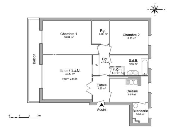 Location Appartement 3 pièces 83.37 m² - 19 RUE PASTEUR Vannes 56000