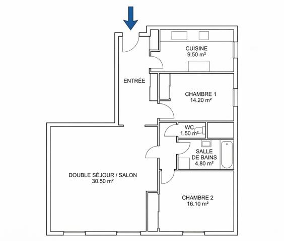 Appartement 3 pièces - 81 m²