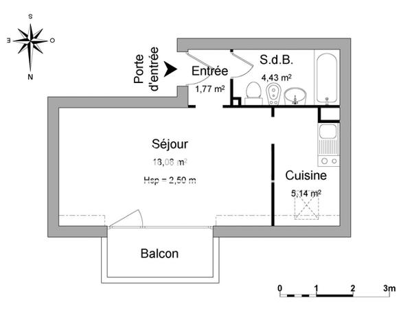 Location Studio 29.42 m² - 125 RUE BRESSIGNY Angers 49100
