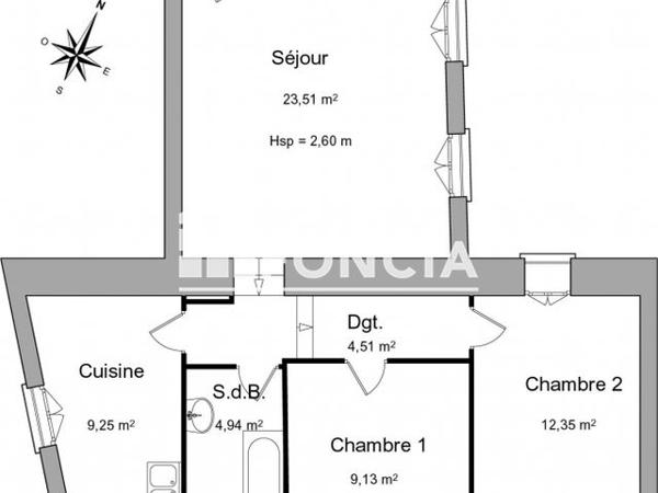 Location Appartement 3 pièces 63.69 m² - 42 RUE DU VIEUX PONT Chalonnes Sur Loire 49290