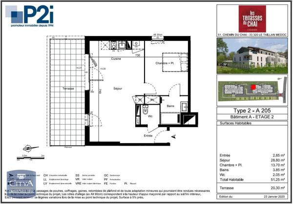 Appartement à louer 2 pièces 51.25m²