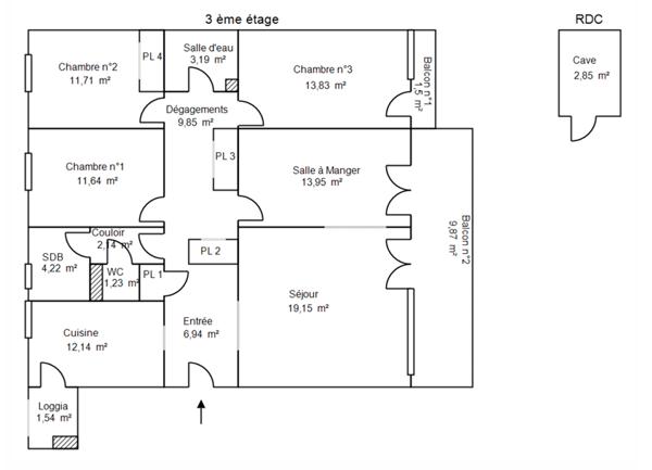 Appartement 4 pièces - 110 m² Exclusivité efficity
