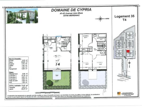 Location Appartement 4 pièces 71.67 m² - DOMAINE DE CYPRIA Merignac 33700