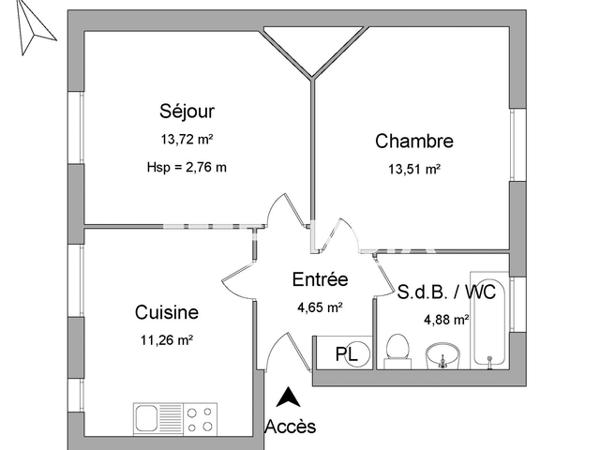 Location Appartement 2 pièces 48.02 m² - 26 RUE DE L'ILE NEUVE Saumur 49400