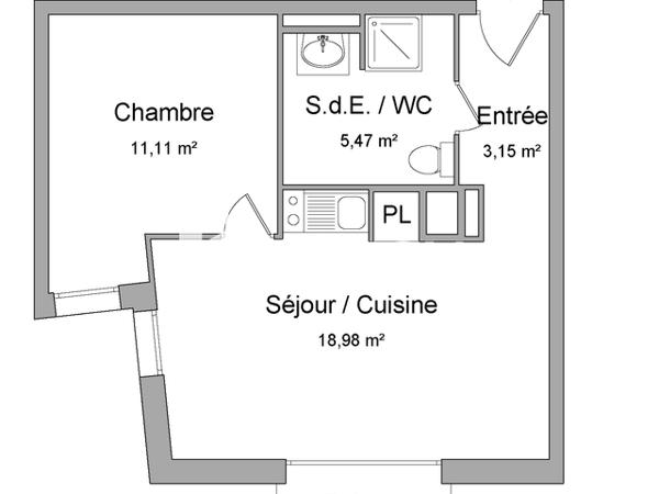 Location Appartement 2 pièces 38.71 m² - APPARTEMENT N°122 Rennes 35000