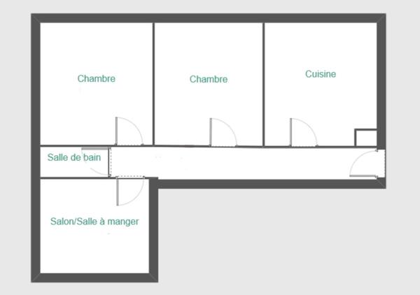 Appartement 64m² env. Lumineux, garage, cave.